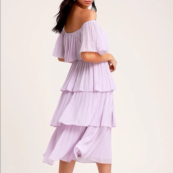 Lavender Purple Tiered Midi Dress Size XL - Picture 1 of 8